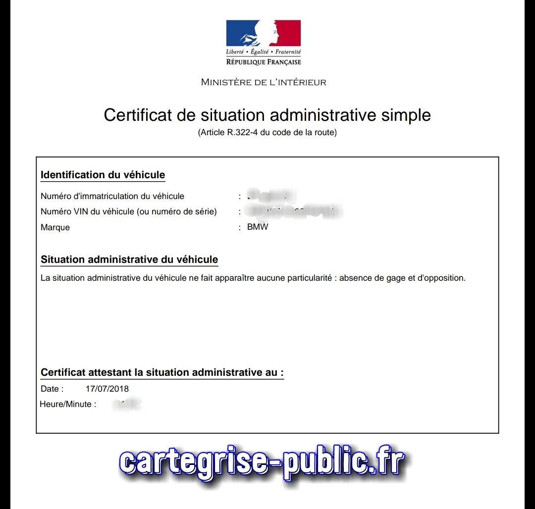 Certificat de cession administrative